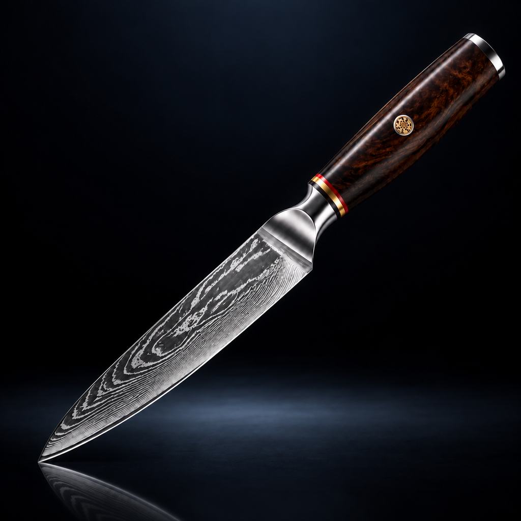 Soruken Kuro Damascus Utility Kitchen Knife – Wood Handle