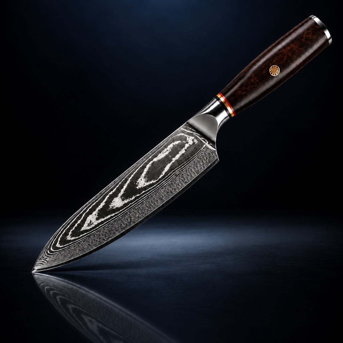 Soruken Kuro Damascus Chef Knife – Wood Handle