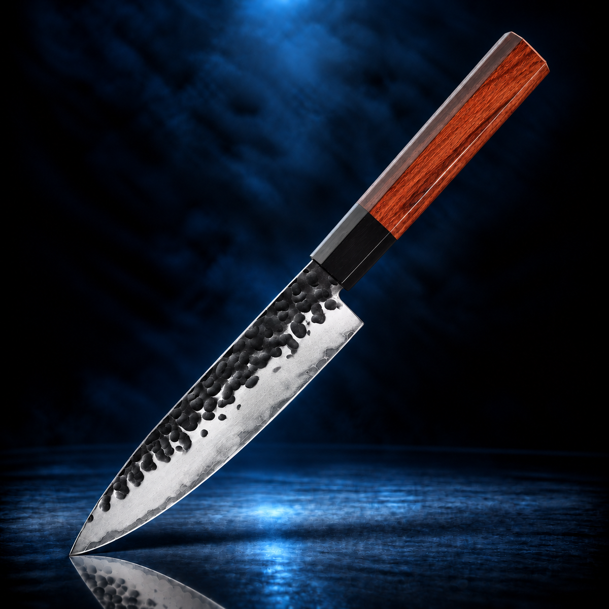 Soruken 5.5-Inch Japanese Petty Utility Knife – Hammered Steel Blade, Wooden Handle